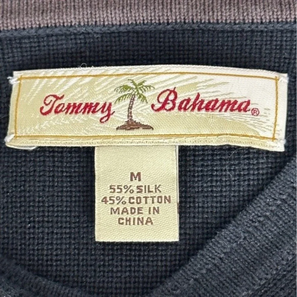 Tommy Bahama Black Silk Blend V-neck Sweater M
